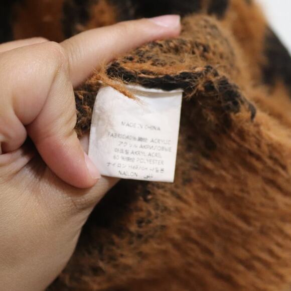 Simplee Brown Houndstooth Fuzzy Oversized Sweater Sz S - Picture 8 of 12
